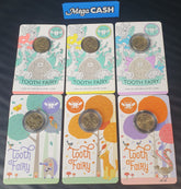TOOTH FAIRY $2 coins set of 6 on cards - 2020 2021 2022 2023 2024 2025 - Uncirculated