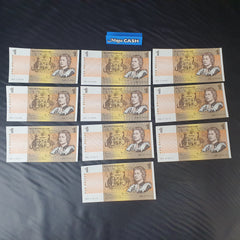 10 x $1 BANK NOTE - Uncirculated - Consecutive Numbers