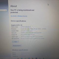 Acer - N19H1 - Celeron N4000 @ 1.10GHz - 128GB/4GB - Windows 10