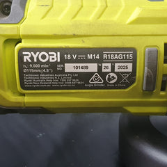 RYOBI - 18V ONE+ 115mm Angle Grinder - R18AG115 - Tool Only