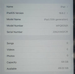 Apple - iPad (10th Gen) - 64GB - Wi-Fi Only - A2696 | MPQ03X/A