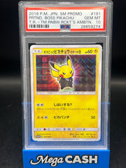 PSA 10 Pretend Boss Pikachu 191/SM-P Team Rocket Promo