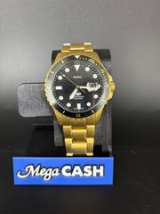 FOSSIL GOLD DIVERS QUARTZ WATCH FS6035 100M/330 FT WATER RESISTANT - LUMINOUS - WITH DATE DISPLAY -22MM