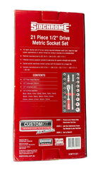 SIDCHROME 21 Piece 1/2” Drive Metric Socket Set - SCMT31221