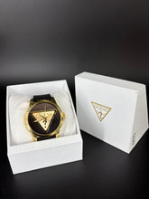 GUESS FASHION PIECE WATCH GOLD CASING WITH BLACK RUBBER BAND - GW0781G4 - IN BOX