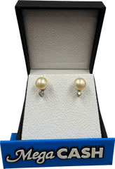 9ct Diamond & Pearl Earrings 3.4gms - Mega Cash Sydney