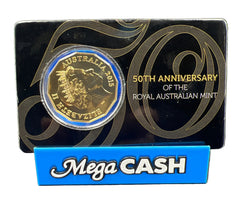 Gold Plated 50c Unc 50th Anniversary Of The Royal Australian Mint