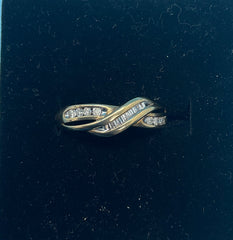 Ladies 9ct With Diamonds Solid Gold Ring Size O / 15-55