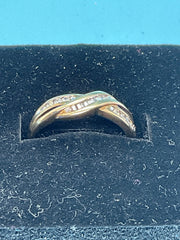 Ladies 9ct With Diamonds Solid Gold Ring Size O / 15-55