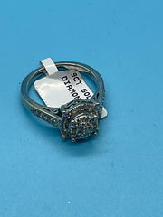 Ladies 9ct With Diamonds Solid Gold Ring Size J/ 09-49