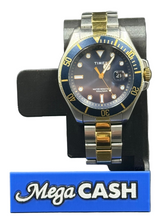 MENS TIMEX WATCH - TW2V4300 - Two Tone Silver/Gold Stainless Steel Band - Blue Analogue