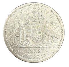 1958 Florin 50% Silver Coin