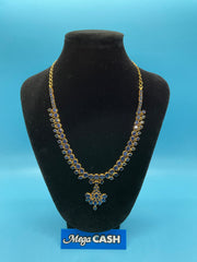 22CT GOLD SAPPHIRE NECKLACE AND EARRING SET