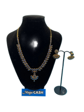 22CT GOLD SAPPHIRE NECKLACE AND EARRING SET