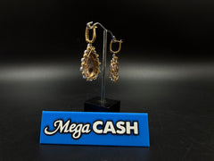 18ct Diamond & Morganite Teardrop Earrings 13.6gms