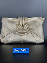 Collette gold alligator patterned clutch with cross body strap
