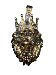 9ct Diamond Lion Head Pendant 31.5gms
