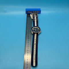 SEIKO 5 MENS AUTOMATIC MOVEMENT WATCH - TWO-TONE STRIPE CLOTH STRAP - 4R36-07G0