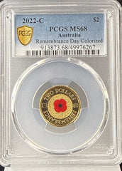 PCGS MS68 - $2 - Australia Remembrance Day Colorized