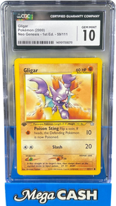 CGC 10 1ST Edition Gligar 59/111 Neo Genesis - Mega Cash Sydney