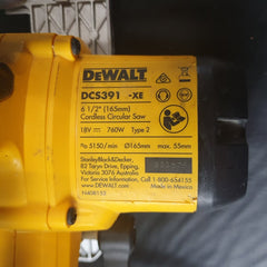 DeWALT - 18V 165mm Li-Ion Cordless Circular Saw DCS391-XE - Skin Only - Mega Cash Sydney