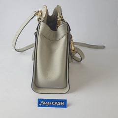 Gucci White Leather Small Ophidia Web Top Handle Tote - Mega Cash Sydney