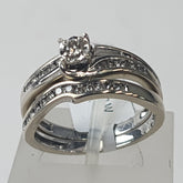 LADIES 9CT DIAMOND WHITE GOLD 2 RING SET 4.7GMS Ring Size N / 7.5 US - Mega Cash Sydney