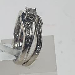 LADIES 9CT DIAMOND WHITE GOLD 2 RING SET 4.7GMS Ring Size N / 7.5 US - Mega Cash Sydney