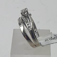 LADIES 9CT DIAMOND WHITE GOLD 2 RING SET 4.7GMS Ring Size N / 7.5 US - Mega Cash Sydney