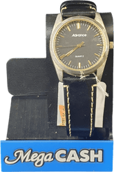 MENS - ADVANCE ANALOGUE WATCH - DILOY SUPERIOR BLACK LEATHER BAND - Mega Cash Sydney