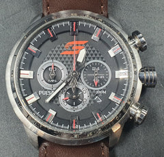 MENS PULSAR WATCH - 50.0GMS - VK63-X024 - BROWN LEATHER BAND - CHRONOGRAPH - LIMITED EDITION V8 SUPERCAR 0007/1000 - Mega Cash Sydney