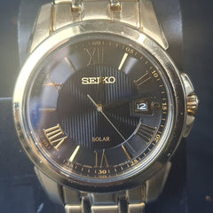 MENS - SEIKO WATCH - V157 - 0BF0 - GOLD STAINLESS STEEL BAND - Mega Cash Sydney