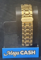 MENS - SEIKO WATCH - V157 - 0BF0 - GOLD STAINLESS STEEL BAND - Mega Cash Sydney