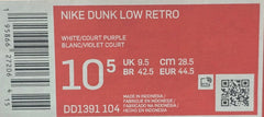 NIKE - Dunk Low Retro - White / Court Purple - Size US 10.5 - Mega Cash Sydney
