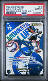 One Piece - Monkey D. Luffy Dodgers x One Piece Night EB02 - 010 PSA 10 - Mega Cash Sydney