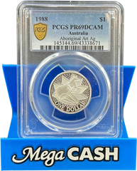 1988 PCGS PR69DCAM Aboriginal Art Ag $1 Coin