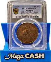 PCGS MS63BN 1865 - 1 Penny - E.F. Dease Launceston; Tasmania - Mega Cash Sydney