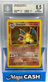 Pokémon - BGS 8.5 Charizard Holo 4/102 Base Set Unlimited - Mega Cash Sydney
