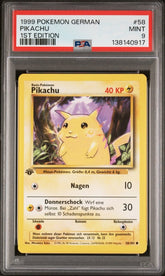 Pokemon - Pikachu - 58/102 PSA 9 Base Set 1st Edition (GERMAN) - Mega Cash Sydney