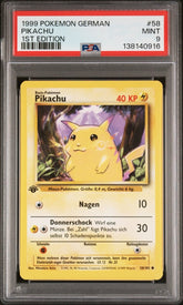 Pokemon - Pikachu - 58/102 PSA 9 Base Set 1st Edition (GERMAN) - Mega Cash Sydney