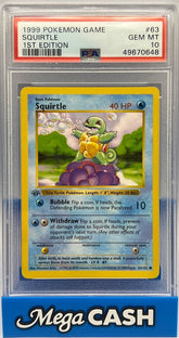Pokémon - PSA 10 1ST Edition Squirtle 63/102 Base Set - Mega Cash Sydney
