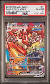 Pokemon - PSA 10 Blaziken Vmax 201/198 Chilling Reign Sword & Shield - Mega Cash Sydney