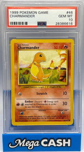 Pokémon - PSA 10 Charmander 46/102 Base Set - Mega Cash Sydney