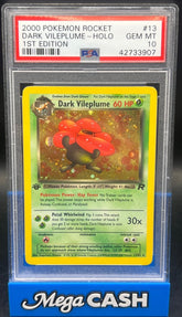 Pokémon - PSA 10 Dark Vileplume Holo 13/82 1ST Edition Rocket - Mega Cash Sydney