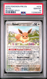 Pokémon - PSA 10 Eevee 074/131 Rev Holo Prismatic Evolutions - Mega Cash Sydney