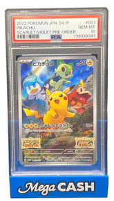 Pokémon - PSA 10 - JPN Pikachu - Pre Order Promo 001/SV - P - Mega Cash Sydney