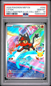 Pokémon - PSA 10 Litten MEP044 First Partner Series 1 - Mega Cash Sydney