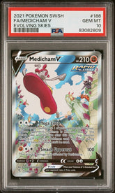 Pokémon - PSA 10 Medicham V 186/203 Evolving Skies - Mega Cash Sydney