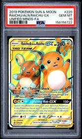 Pokémon - PSA 10 Raichu & Alolan Raichu Gx 220/236 Unified Minds - Mega Cash Sydney