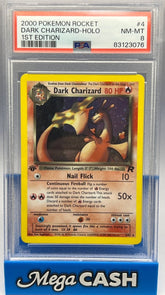 Pokémon - PSA 8 1ST Edition Dark Charizard 4/82 Rocket - Mega Cash Sydney